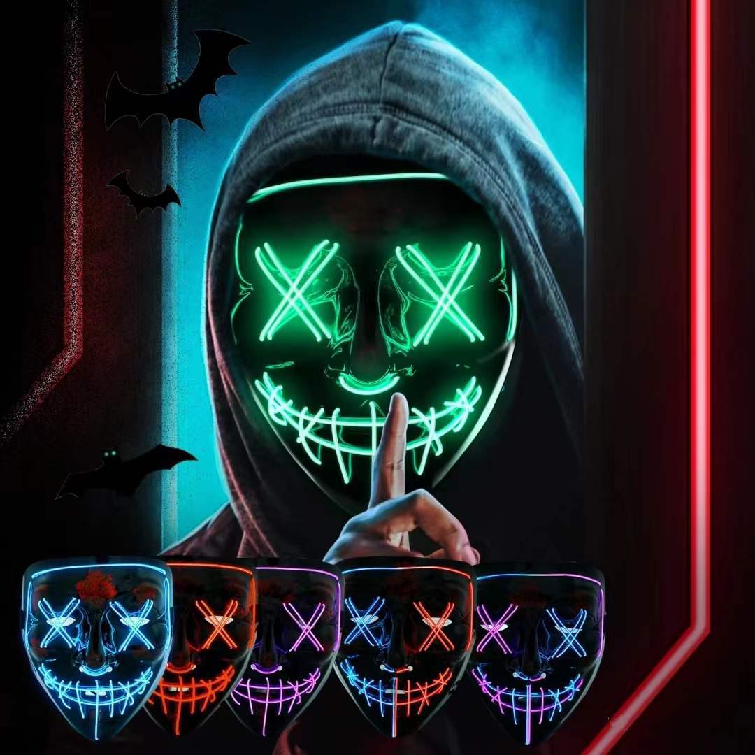 Led Purge Mask Halloween - Kablosuz Neon LED Purge Maske Karanlıkta