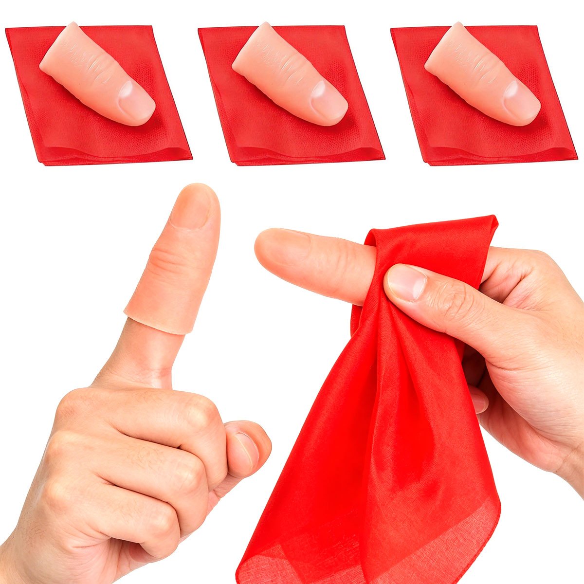 Thumb Tip Magic Trick Set - 3'lü Set Eşarp-Sihirli Parmak Ucu -