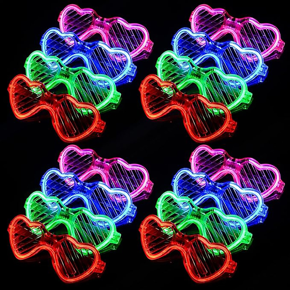 Glow In The Dark Party Glasses - 5/10/20/30/50 Toplu Light Up Gözlük Kalp