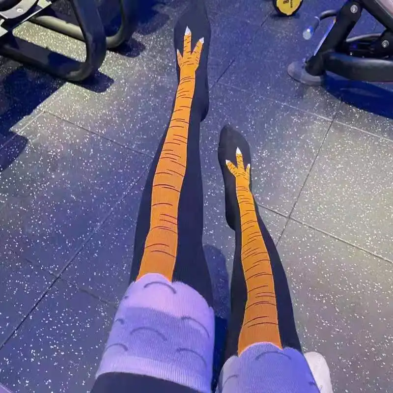 Funny Chicken Leg Socks - Trendy Kadın Çorap Diz Boyu Tavuk