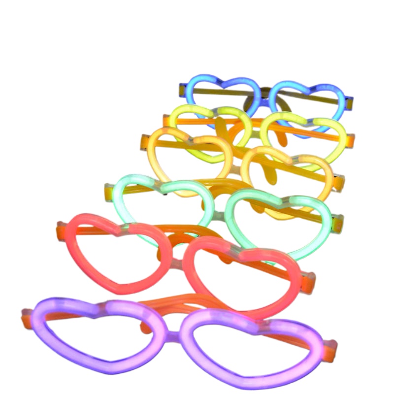 Glow In The Dark Party Glasses - 20 Set Festival DIY Işıklı Kalp