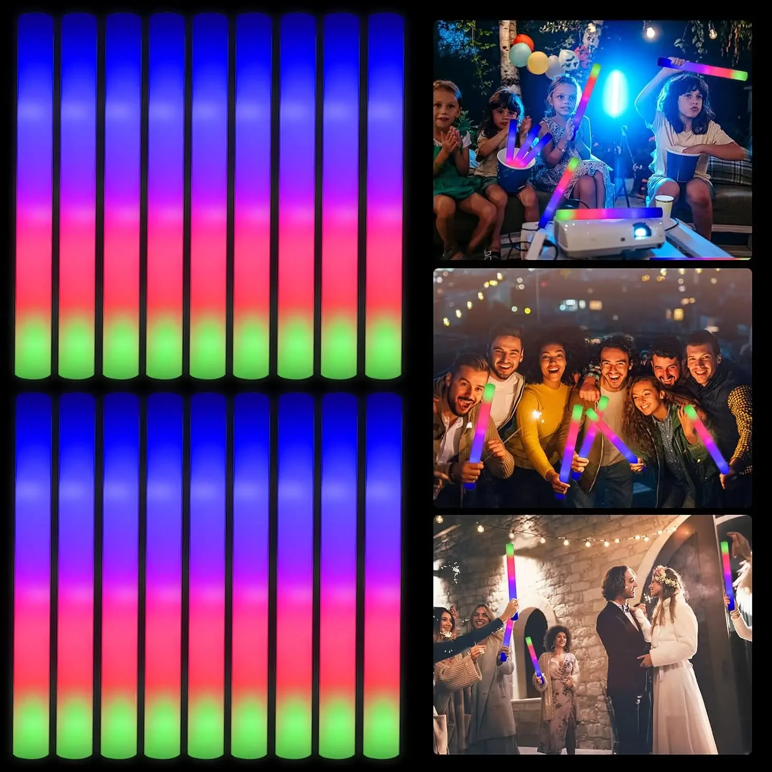 Flashing Led Foam Sticks Party - 2Z-50PCS Led Köpük Işık Çubukları 3