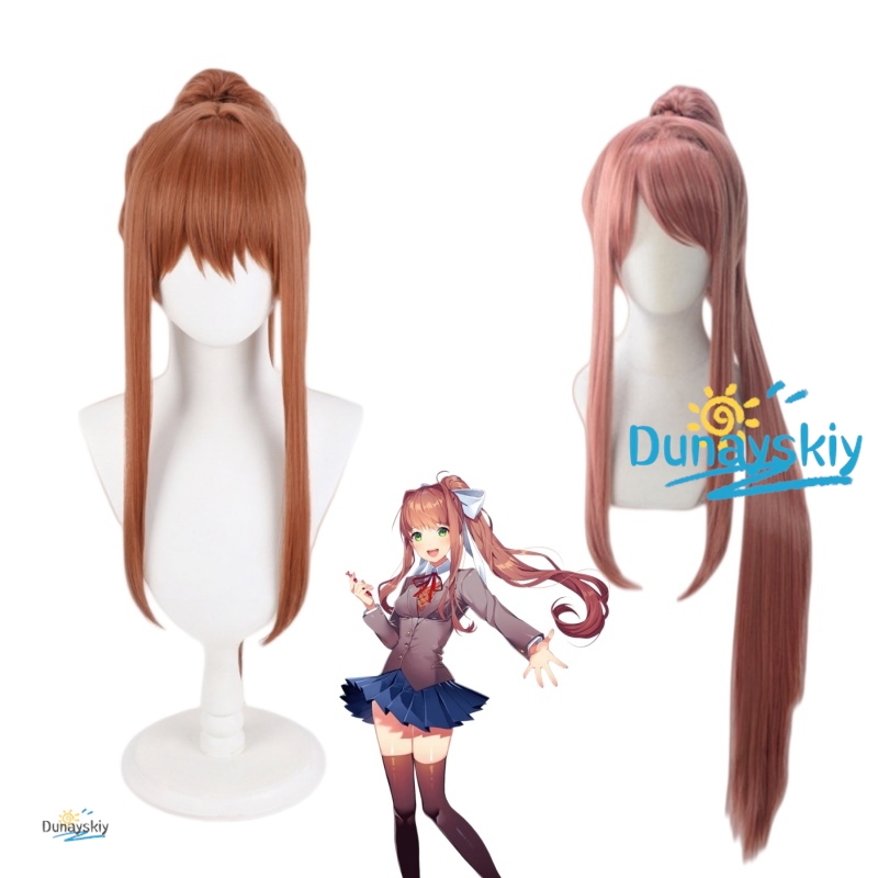 Anime Cosplay Wig Heat Resistant - DDLC Monika Karakter Cosplay Peruk Uzun