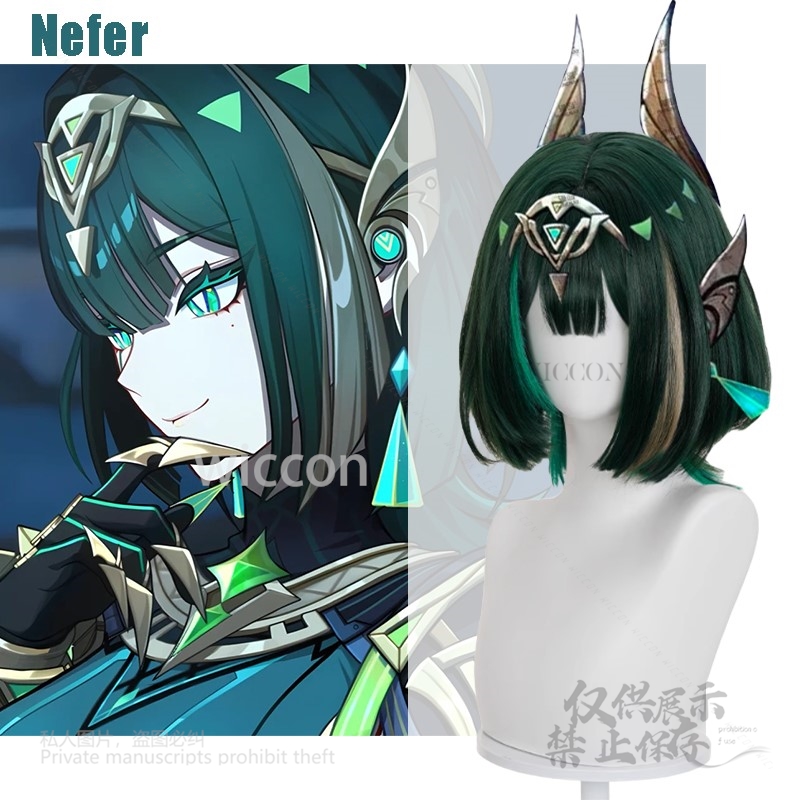 Anime Cosplay Wig Heat Resistant - Anime Oyunu Genshin Etki Yeni Nefer