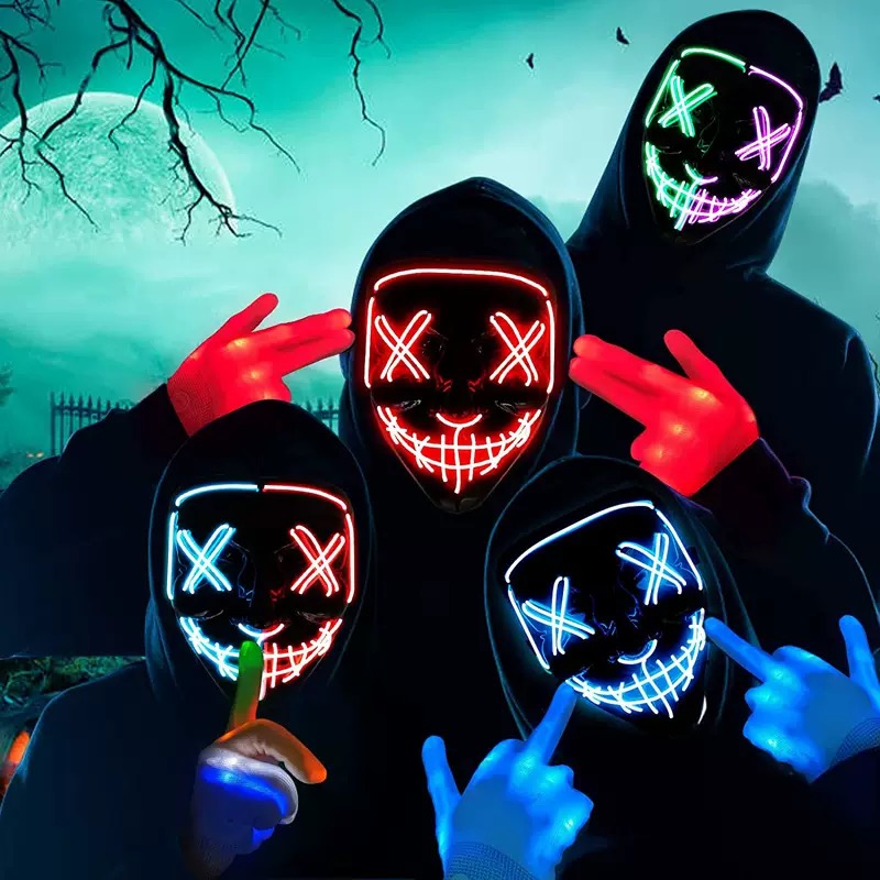 LED Işıklı Siyah V Şekilli Mas - Led Purge Mask Halloween incelemesi ve fiyatı
