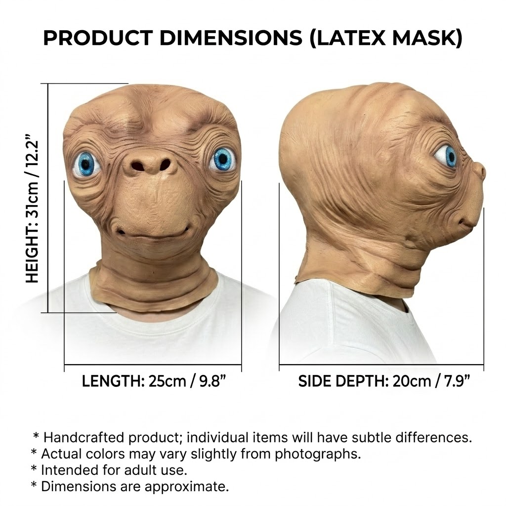 ET Uzaylı Lateks Maskesi Cadıl - Latex Alien Mask Realistic incelemesi ve fiyatı
