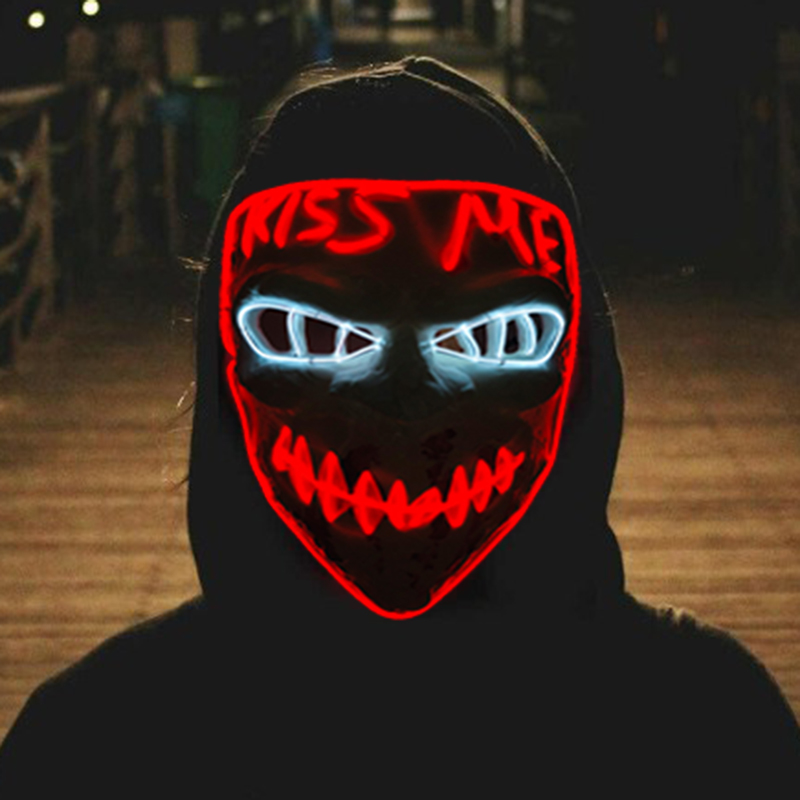 Parlayan Cosplay EL tel neon m - Led Purge Mask Halloween incelemesi ve fiyatı