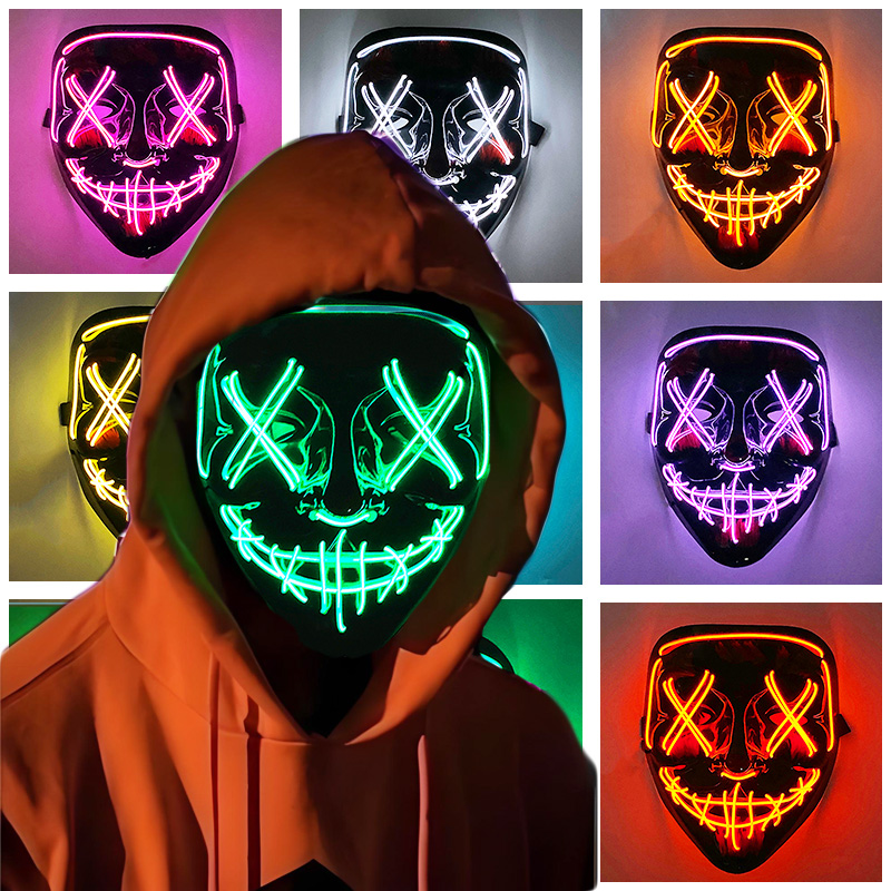 Parlayan Cosplay EL tel neon m - Led Purge Mask Halloween incelemesi ve fiyatı