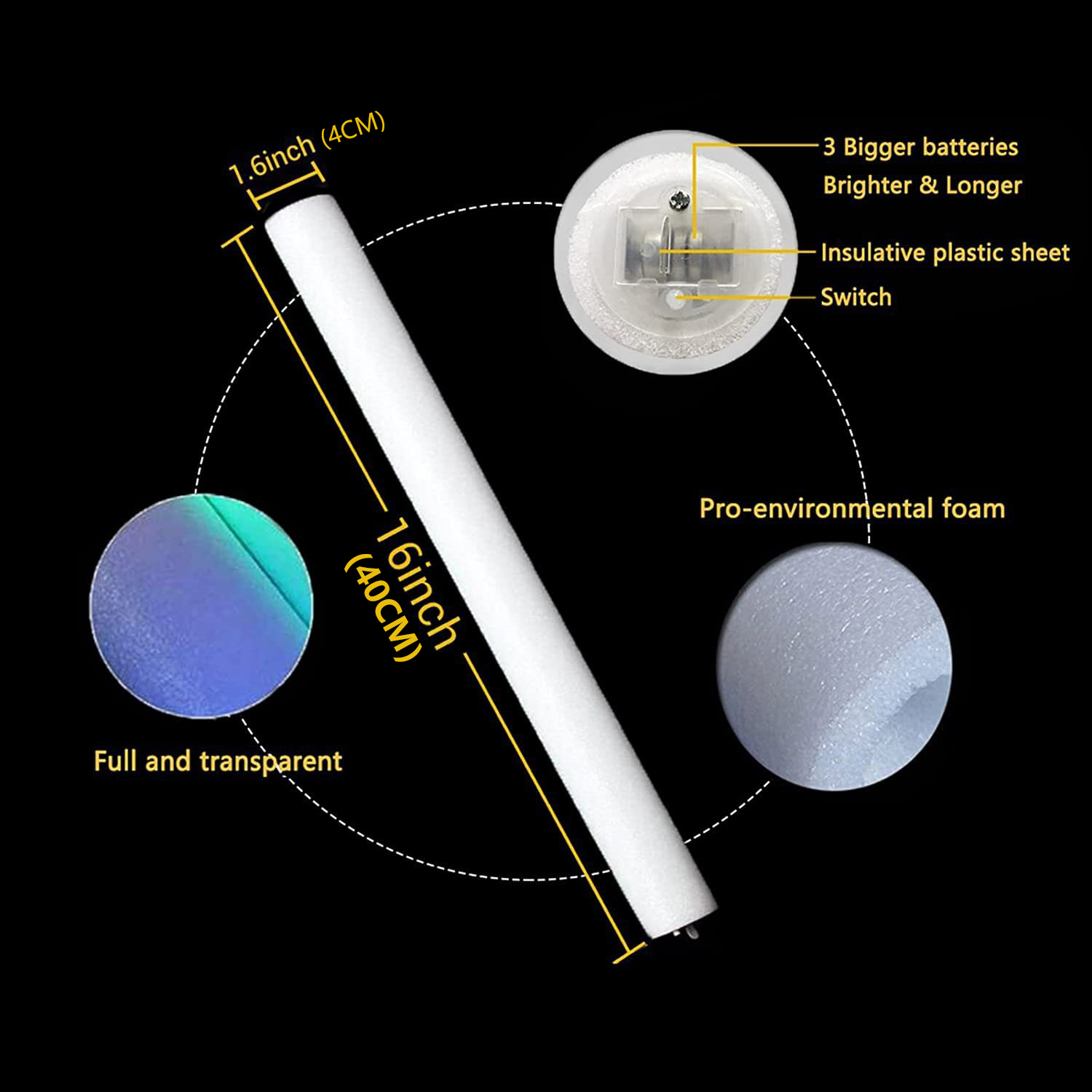 60/100/500 adet LED parlak çub - Flashing Led Foam Sticks Party incelemesi ve fiyatı